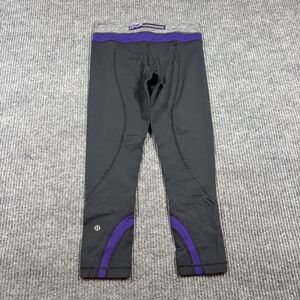 Lululemon Run Inspire Crop II Leggings Black Purple Grey Size‎ 4 Yoga Running